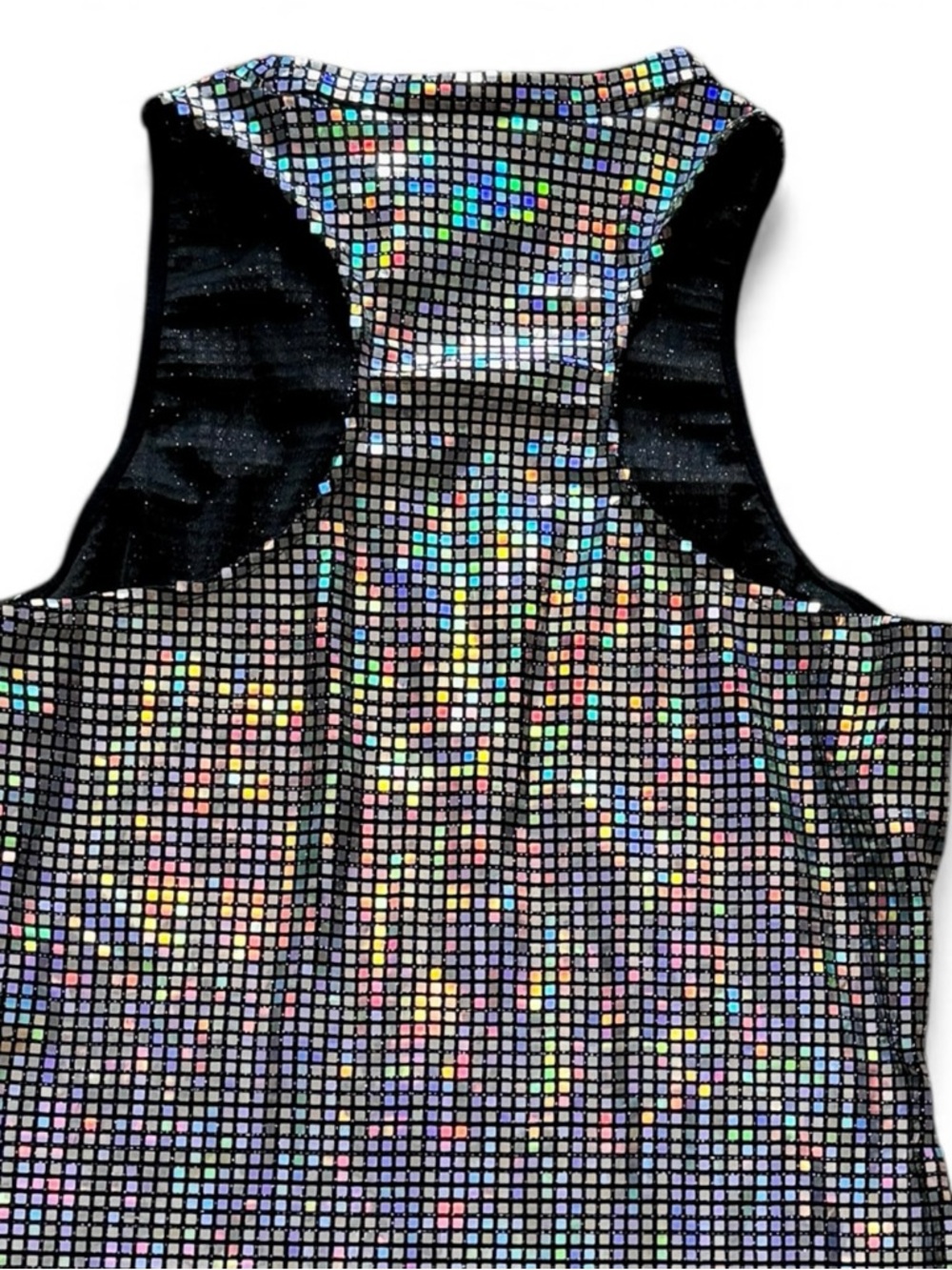 NWT Club Exx Holographic Silver Sleeveless Mini Dress with Matching Gloves - Picture 3 of 4